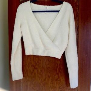 Anthropologie brand cozy wrap fleece crop top